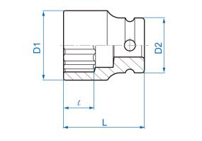 Головка торцевая ударная 1/2" 19 мм King Tony 453019M